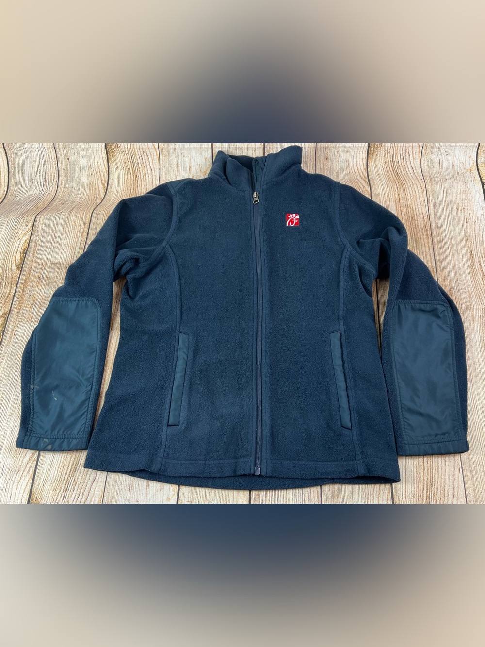 Chick-fil-A Oobe Team Style Navy Blue Fleece Full Zip Jacket Size Medium